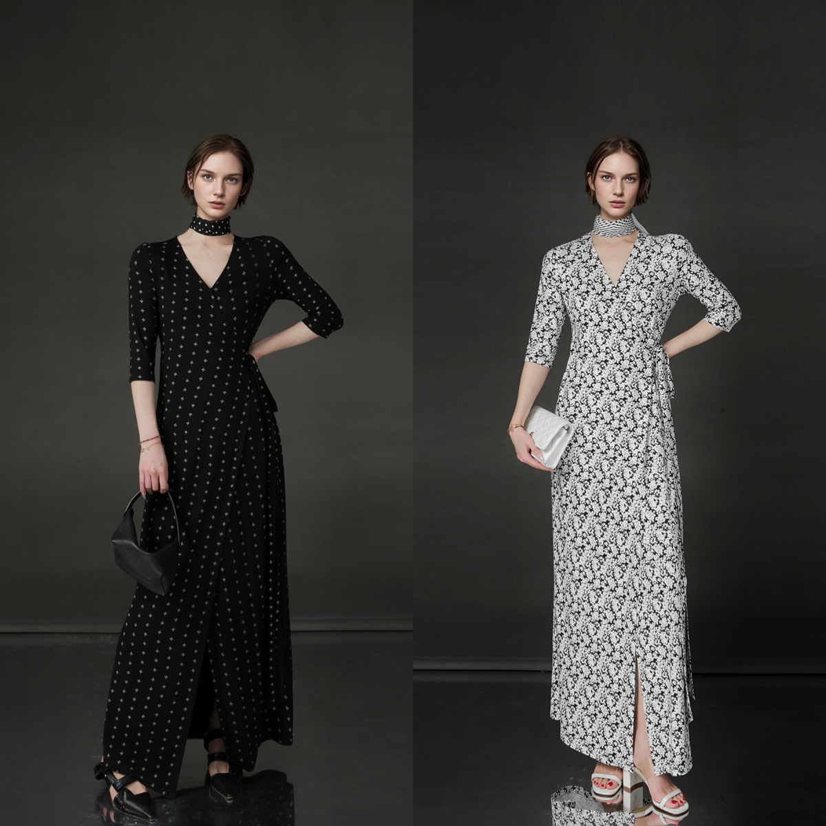 PIAOIN French Hepburn style slim lace-up design goddess long dress-T-AURORA.