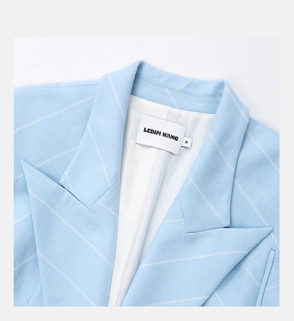 LEDIM W Autumn oblique strip T-shaped loose suit jacket blazer - liO