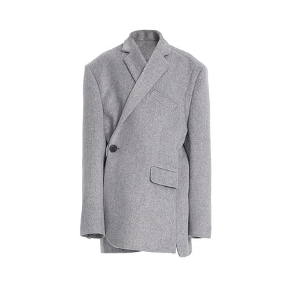 TINY IN misplaced silhouette wool women's midi grey coat -YAMO