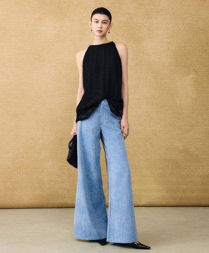 HECO Chinese Old Money Linen Bootcut Slacks Slim Wide-leg Pants - GLADE.