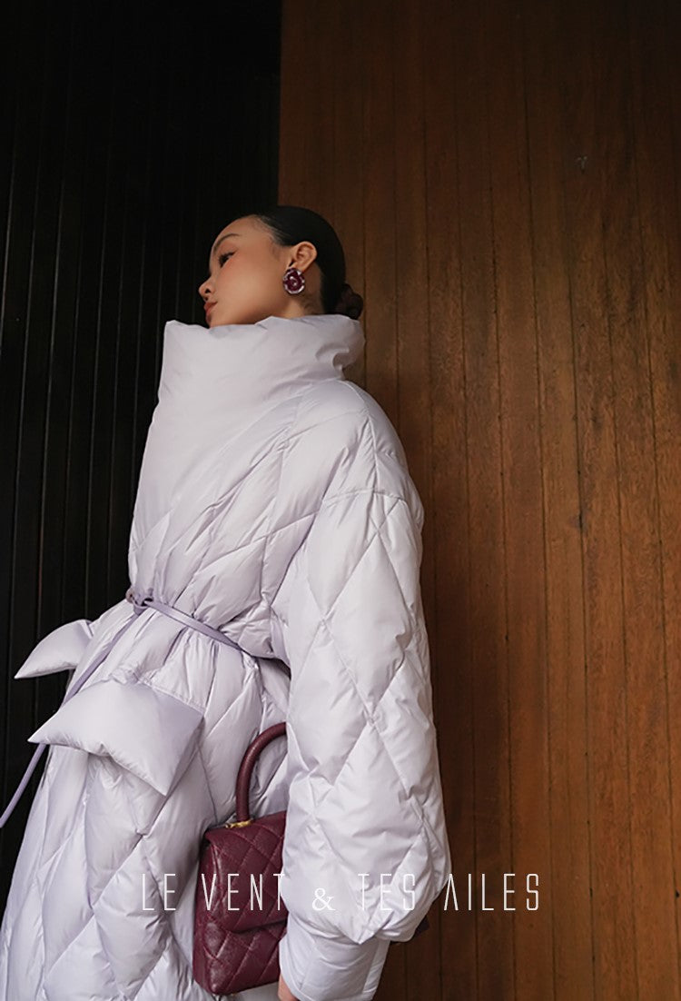 LE VENT&TES AILES Luxury High Cover Pressure Down Long Winter Jacket Coat -SZA