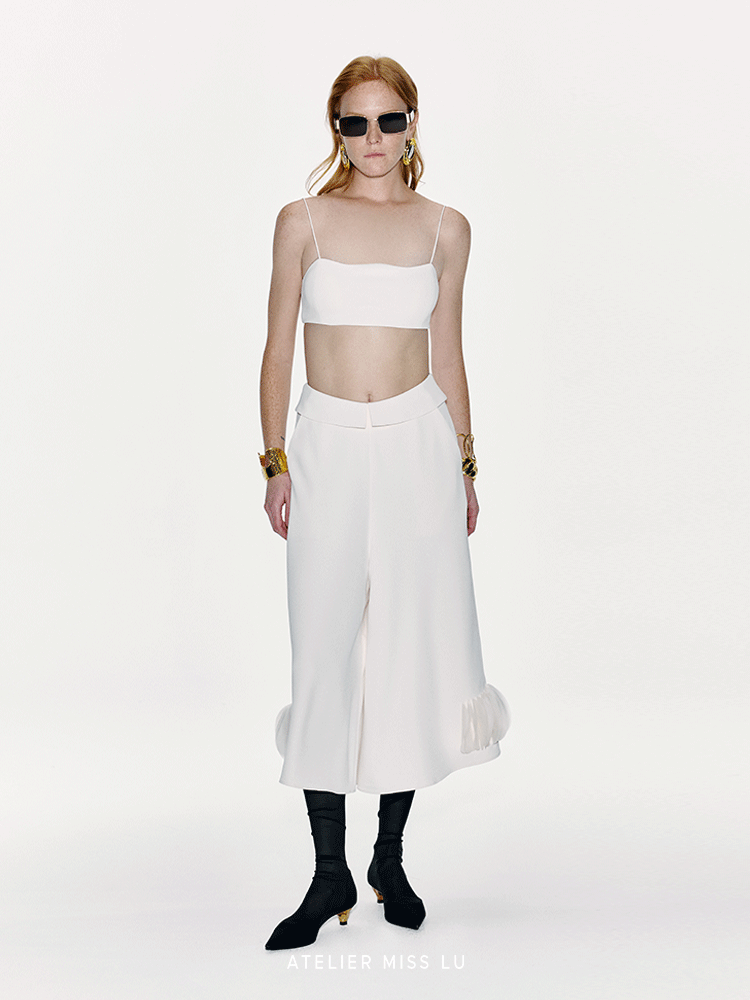 ATELIER MISS LU spring and summer Curve Neckline Design Camisole Top - WINE.