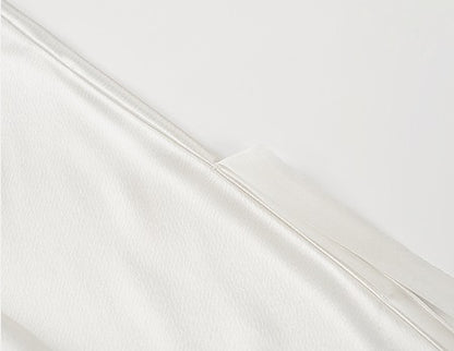 COMME MOI Lu Yan Designer New Women's Half Placket Strip Top Satin Shirt - SAINTS .