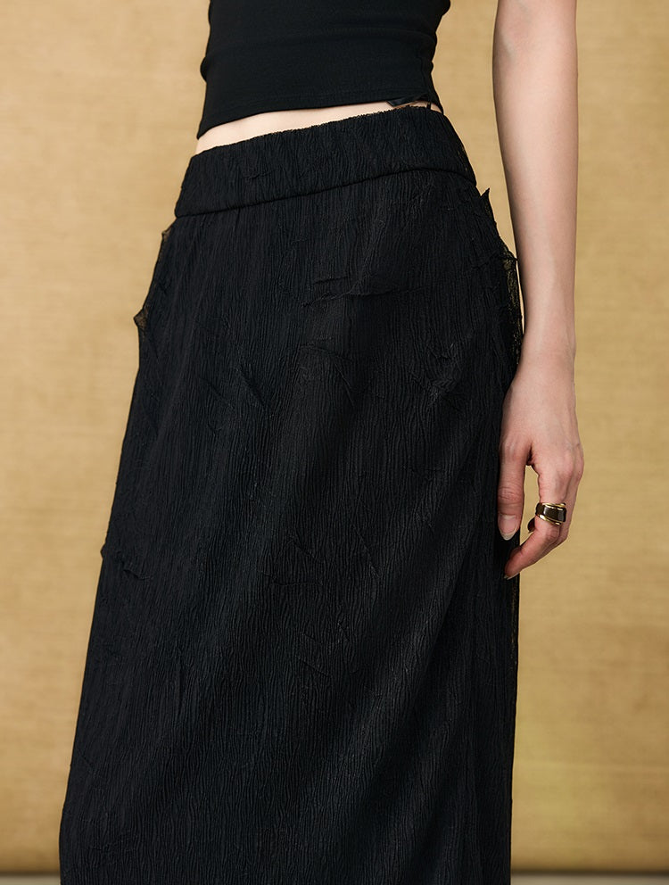 HECO Chinese style wrinkle elastic age-reducing temperament Skirt- ELLA.