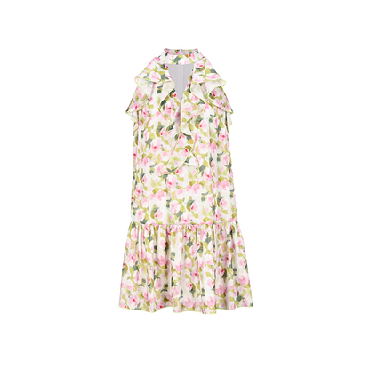 YES BY YESIR | Ye Qians Monet-Inspired Ruffled Halterneck Dress with Painterly Summer Grace-AMARIS.