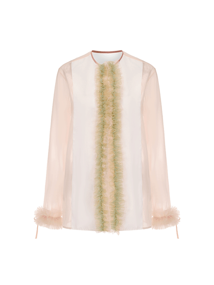 ATELIER MISS LU Tulle Latiered Panelled Long-Sleeved Top - BAILEY.