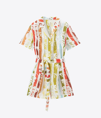 COMME MOI Lv Yan designer summer beach vacation short sleeve printed jumpsuit - SOPHIA.