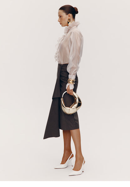 ATELIER MISS LU [Fiddler Poet] Irregular Vertical Sheep Wool Blend Skirt -  GLORY.