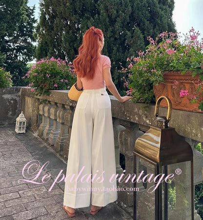 Le Palais Vintage  Gold Cotton Linen Pink Puff Sleeve Shirt + Shorts-ASA.