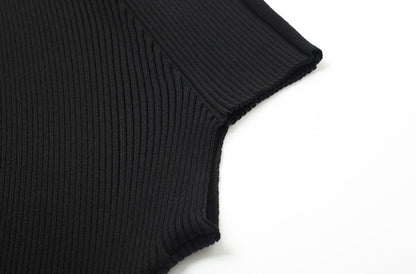 ZHUCHONGYUN Black Loose Drop Shoulder Design Knitted Dress--GRELL.