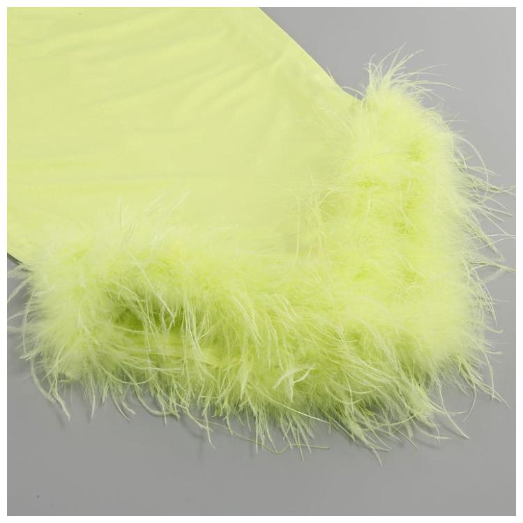 DOLLY High End Slant Collar Sleeveless Slim Fit Halter Feather Banquet Dress-ELLEN