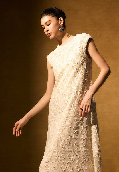 HECO Chinese style two pieces embroidered mesh spliced long dress - MAGIC.