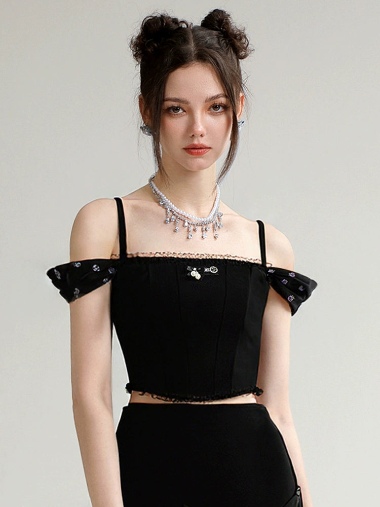 CHECOCRE Cute Suspender Knitted Jacquard Top Short Skirt - EVEREST