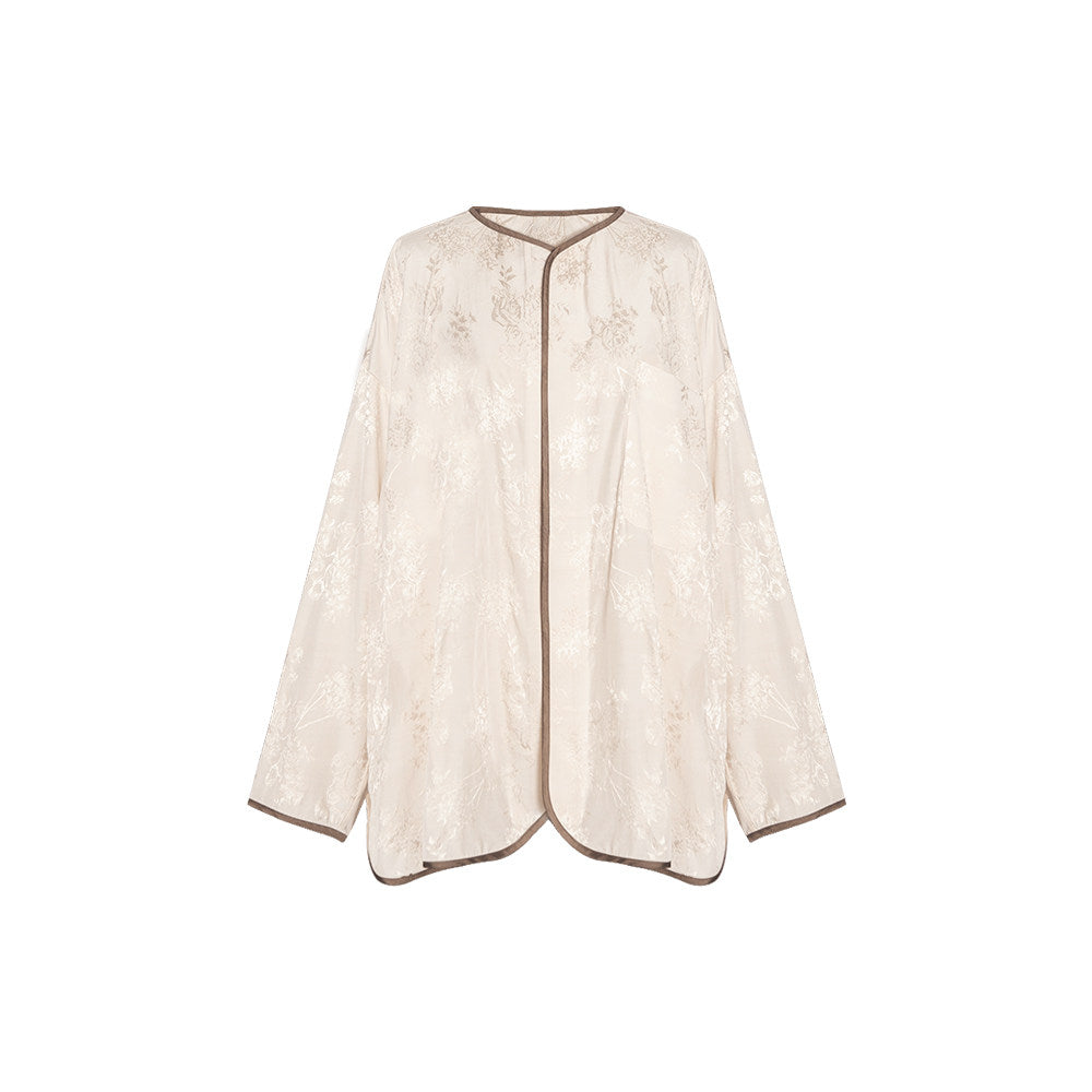 TUYUE off-white jacquard loose crew neck shirt- OLIVIA.