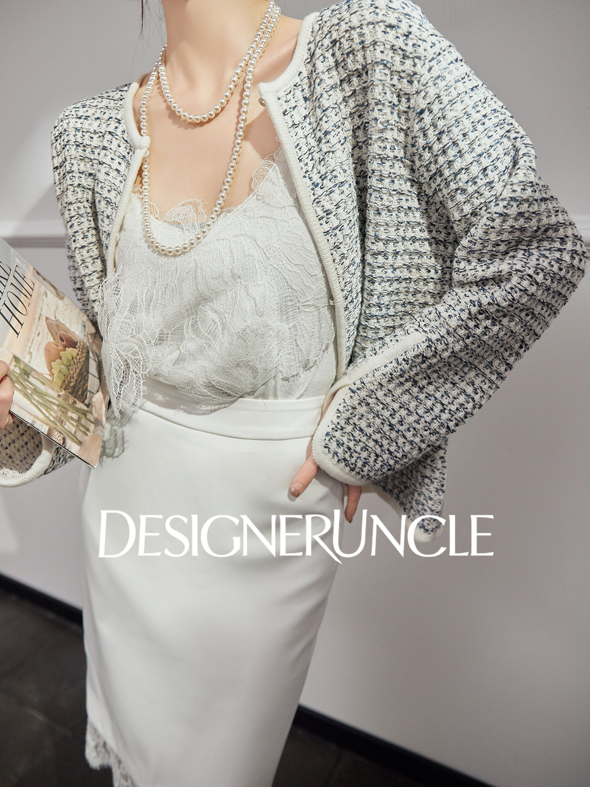 DGU "Sulan" cream cardigan commuting slimming versatile design top - CHARLIE.