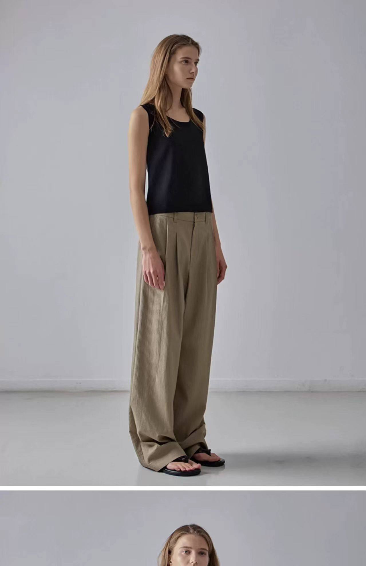 NOTHING WRITTEN Low Classic Casual Pants Women's Summer 2025 New Versatile High-Waisted Slimming Corduroy Straight-leg Wide-leg Pants-KATE'