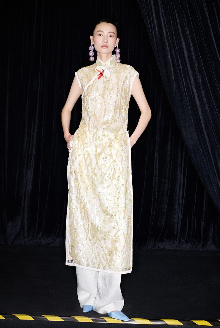 M essential Ma Kai designer brand Jinghui embroidered cheongsam long Dress - SANDRA.