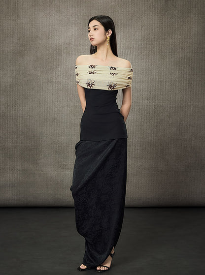 HECO Summer Sleeveless Ruched Bardot Top - LEARN.