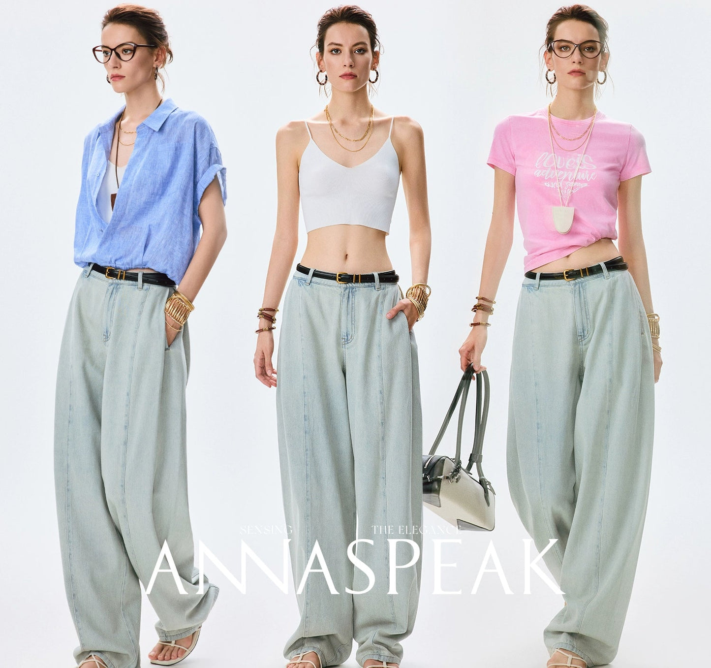 ANNASPEAK fashionable  cotton loose jeans-CHISA.