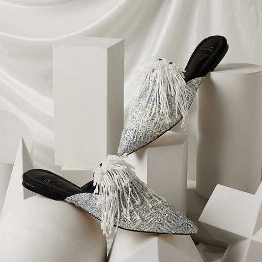 B-FEI custom white tassel tip Everest shoes-MUNP.