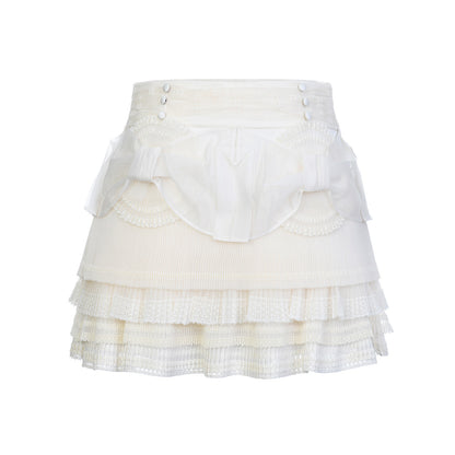 FAME mesh organza rococo lace embroidered skirt
