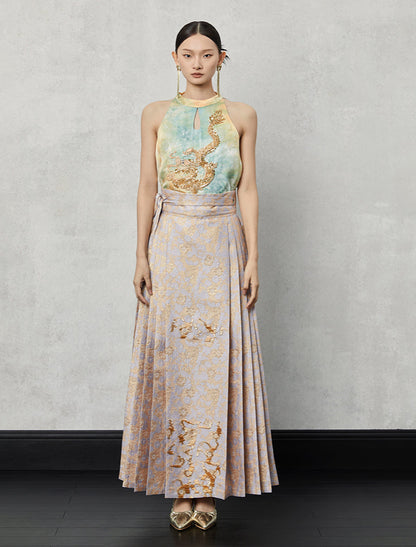 HECO silk tie-dye jacquard vest camisole top women - grat.