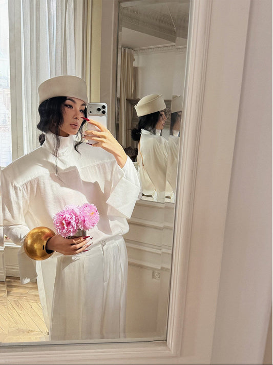 MEI SANGUAN High-Neck Backless Top & Wide-Leg Slacks Suit - AVA