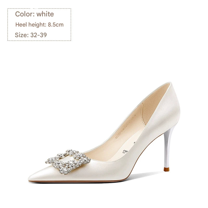 PJJUU satin pointed toe stiletto shoes - CUPID.