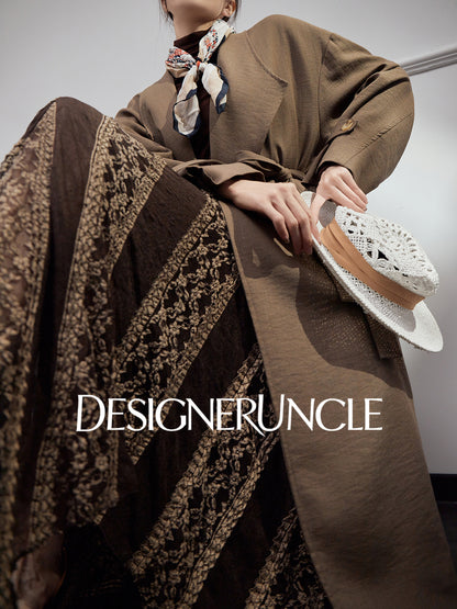 DGU "Twilight Dyeing" Latte Coffee New Double-breasted British-style Versatile Jacket - MARCUS.