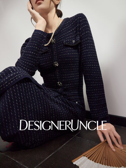 DGU "Gilded Blue" new French fragrance style slimming royal blue dress - Joseph.