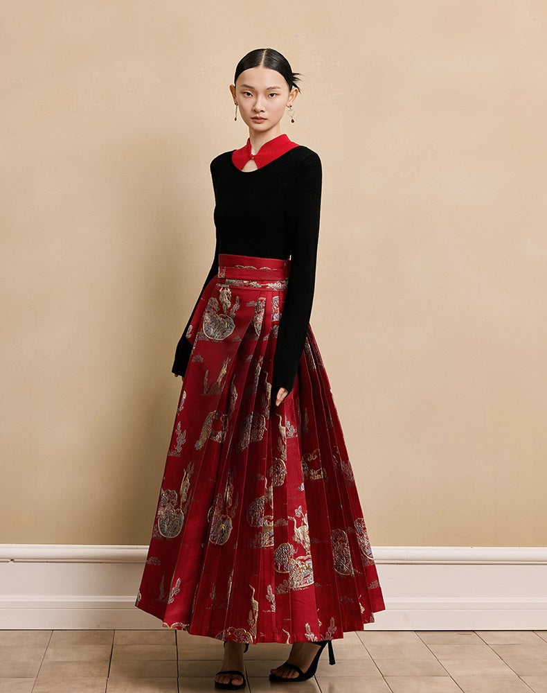 HECO 100% wool knit  black SWEATER hollow long sleeves spring - BRAY.