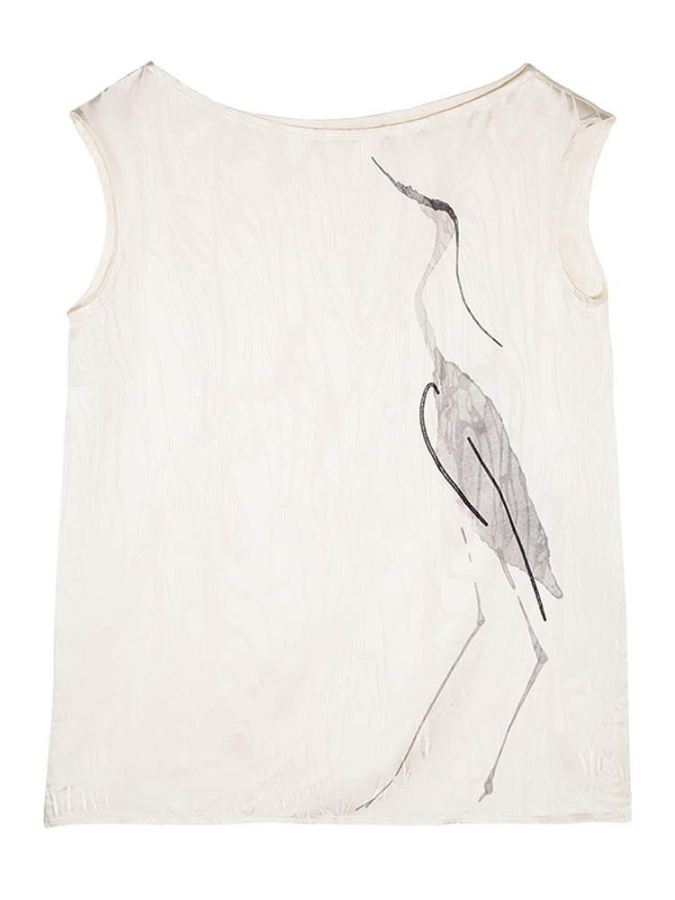 HECO Chinese style crane print top - LIVES.