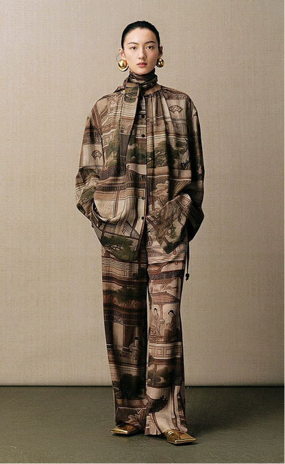 ZHUCHONGYUN landscape print loose straight shirt top-APATEU.