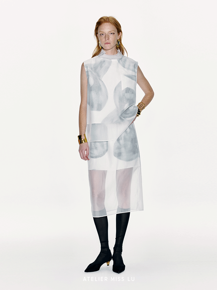 ATELIER MISS LU Calla Lily Print Fake Two-Piece Skirt - SARAH.