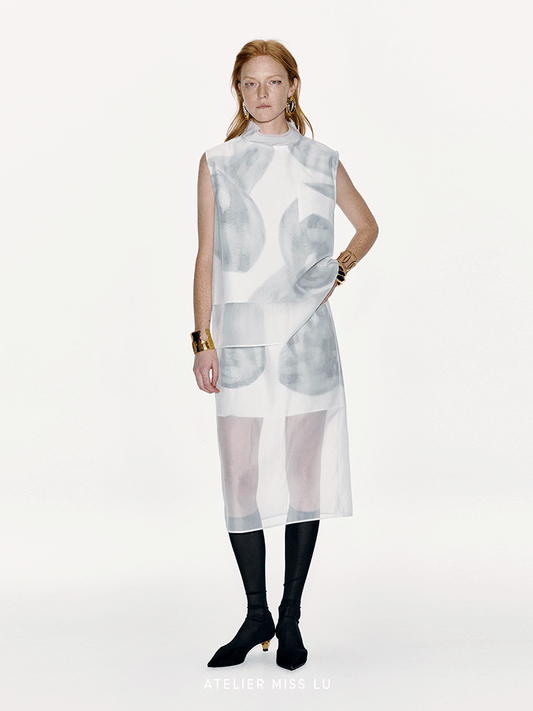 ATELIER MISS LU Calla Lily Print Fake Two-Piece Skirt - SARAH.