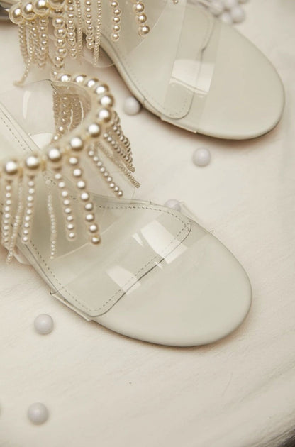 B-FEI pearl heel transparent slippers-KALI.