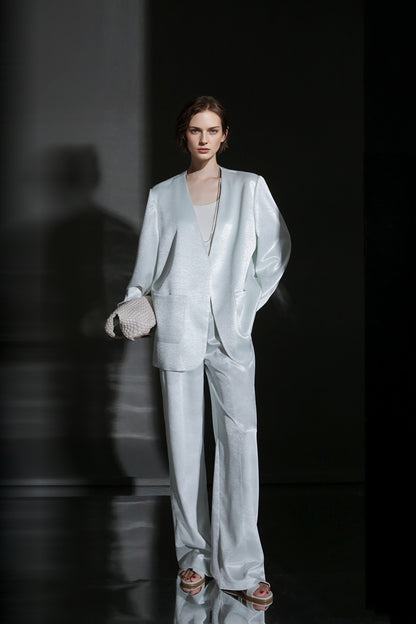 PIAOIN light luxury satin glossy heavy acetate suit pants  -HARPER