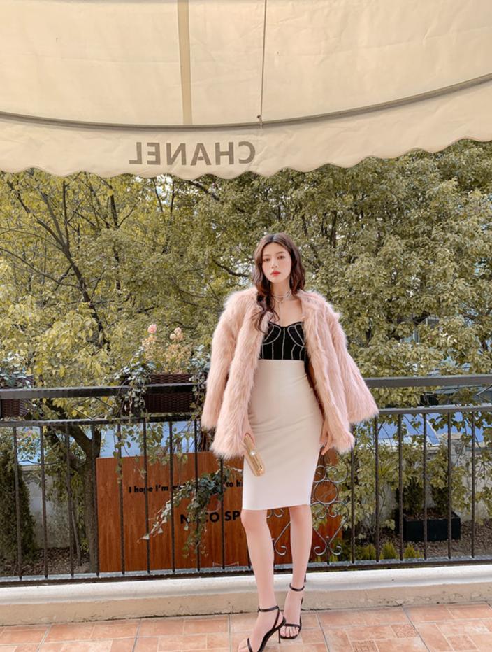 DOLLY Elegant Black and White Sleeveless Chest Wrap Bandage Midi Dress-BABE