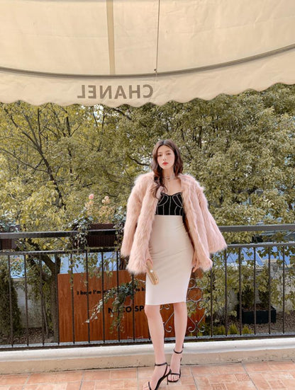 DOLLY Elegant Black and White Sleeveless Chest Wrap Bandage Midi Dress-BABE