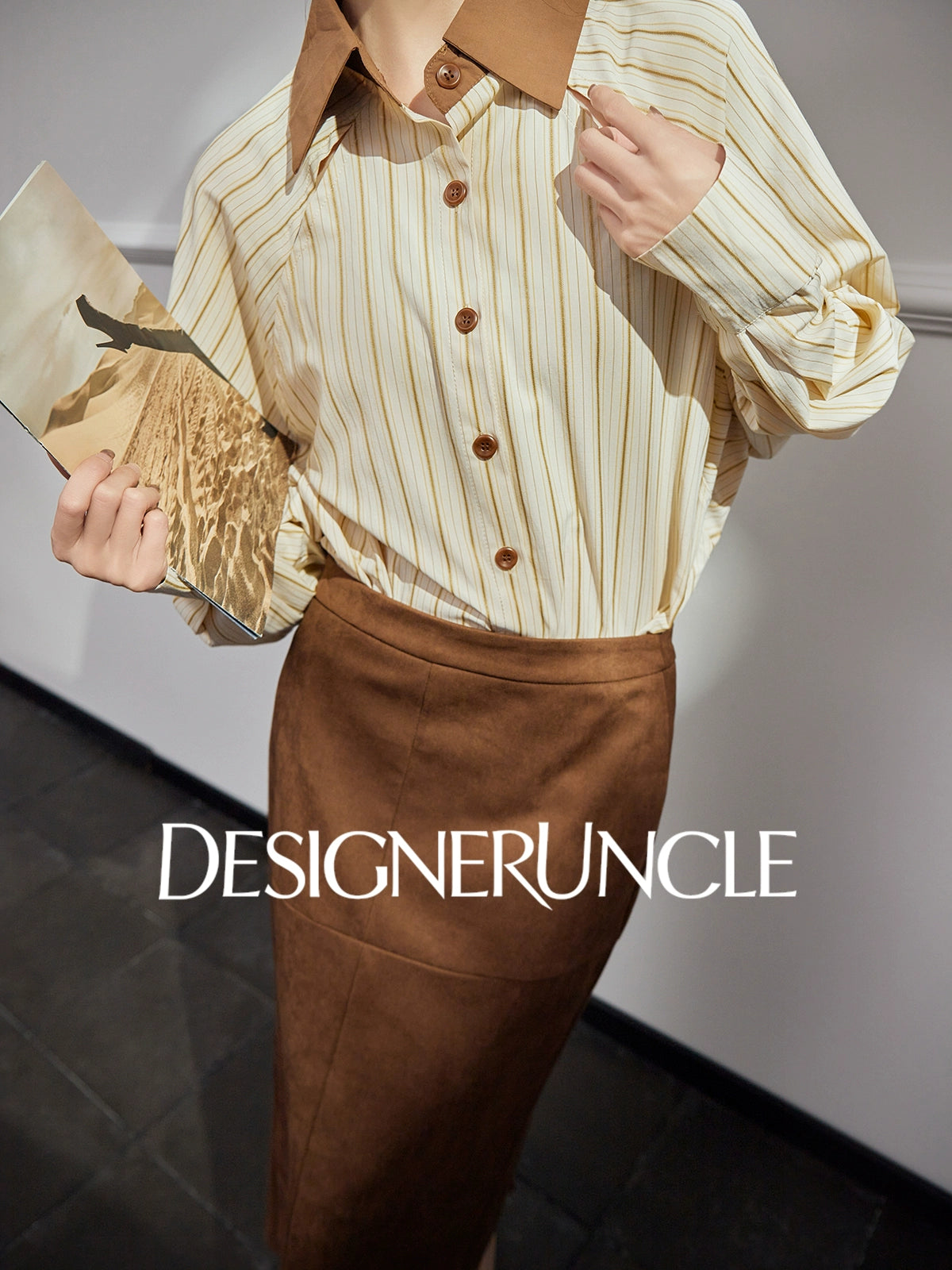 DGU "Muqiu" light yellow commuter slimming temperament long-sleeved top - PARADISE.