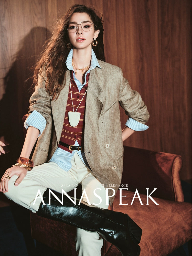 ANNASPEAK Linen Old Money Style Suit -FIGS.