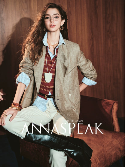 ANNASPEAK Linen Old Money Style Suit -FIGS.