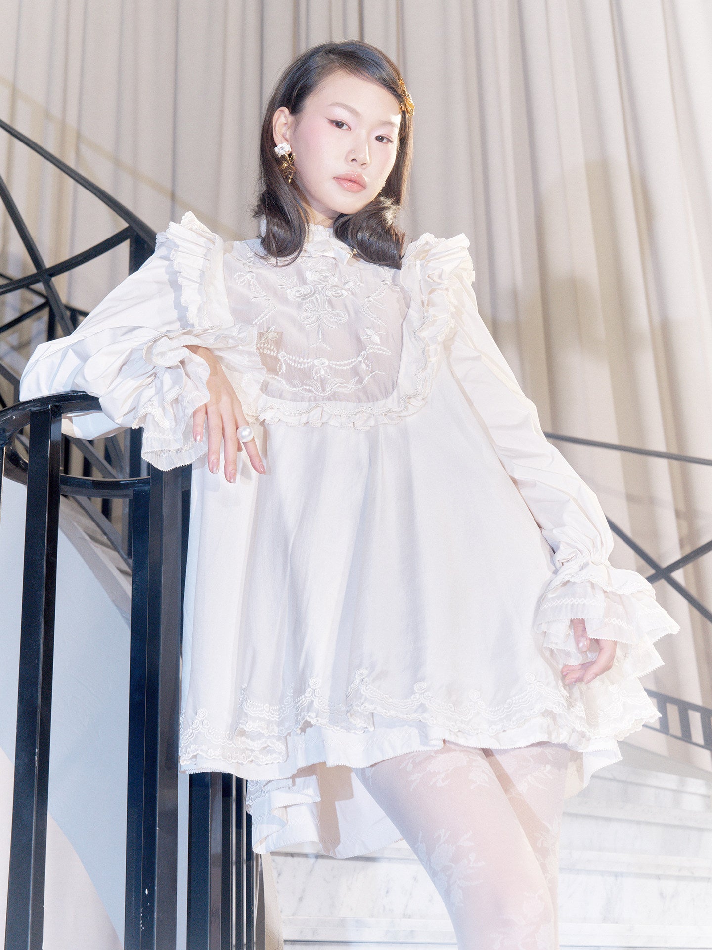 FAME Ruffled Rose Embroidered Dress - GERRIT