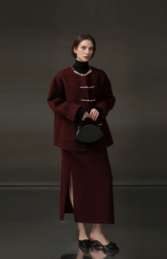 PIAOIN Elegant niche national style design sense woolen jacket -SENA