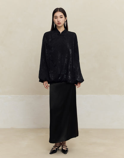 HECO Jacquard Stand-Collar Shirt Top Women - hand.