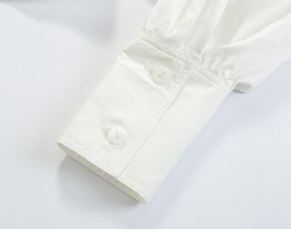 COMME MOI  v-neck short white simple shape sleeve shirt top - GIANNA.