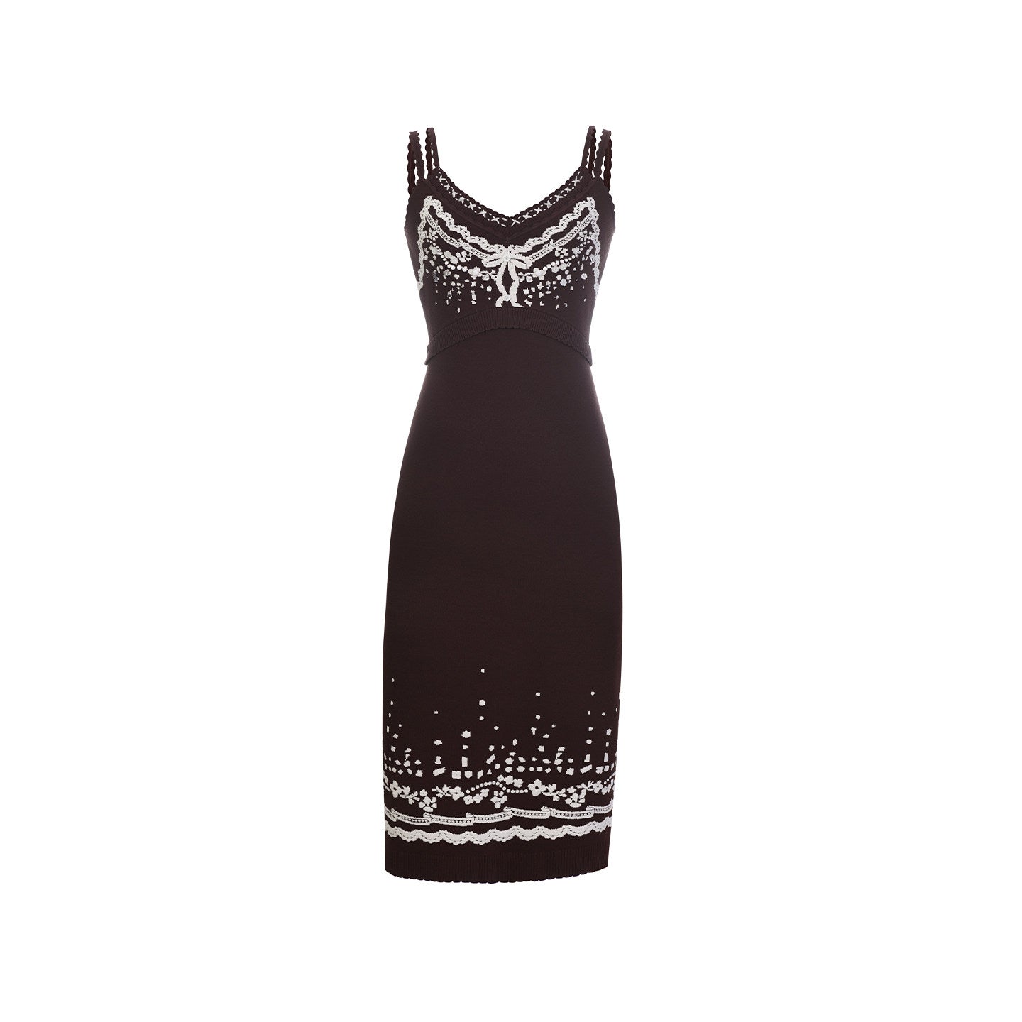 FAME double-layer suspender three-dimensional jacquard knitted slim slip dress - BRIAN.