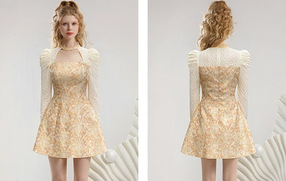 CHECOCRE Stubble new bow decoration waist long sleeve court style dress - WING.