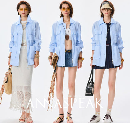 ANNASPEAK  linen light drawstring shunting jacket-SAYE.