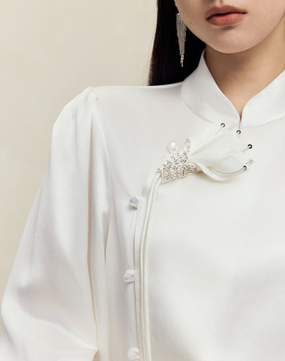 HECO Three-dimensional Handmade Stand-Up Collar Shirt Top Woman - all.